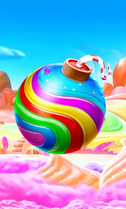 Slot-Cover mit Bonbon in einer Süßwarenwelt