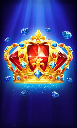 Slot-Cover mit Krone und blauen Edelsteinen