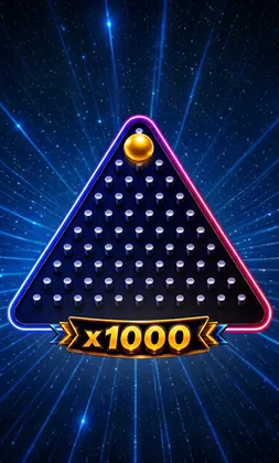 Slot-Cover mit Plinko-Dreieck und Multiplikator x1000